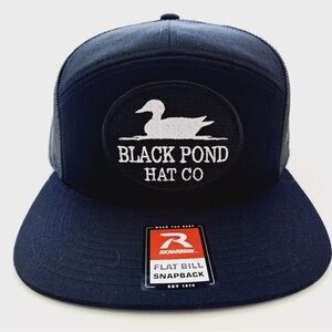 Black Pond Hat Co. Flat Bill Mesh Snapback Richardson 168 7 Panel Cap Hat